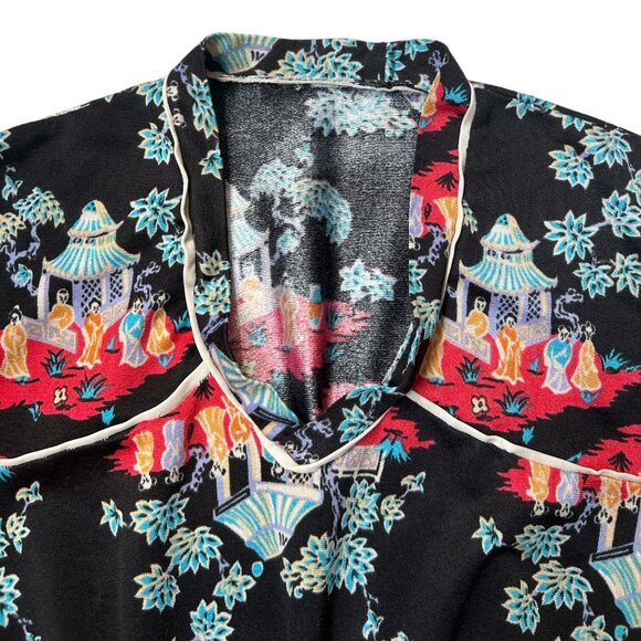 70s vintage novelty print dress short sleeve t-shirt art people pattern. - Picture 9 of 14